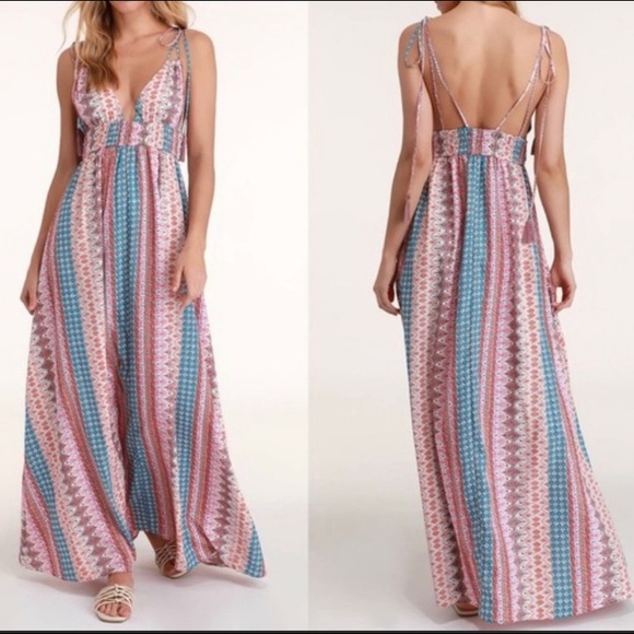 LULUS Maxin' Relaxin' Multi Print Maxi Dress - Picture 1 of 6